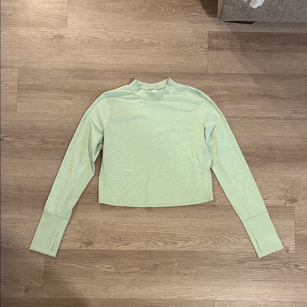 Old Navy Light Green Long Sleeve mockneck Crop Top